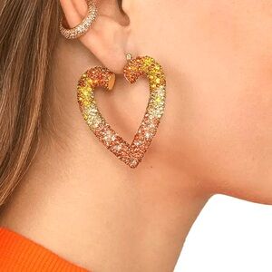 Heart-Shaped Orange Yellow Pink Earrings